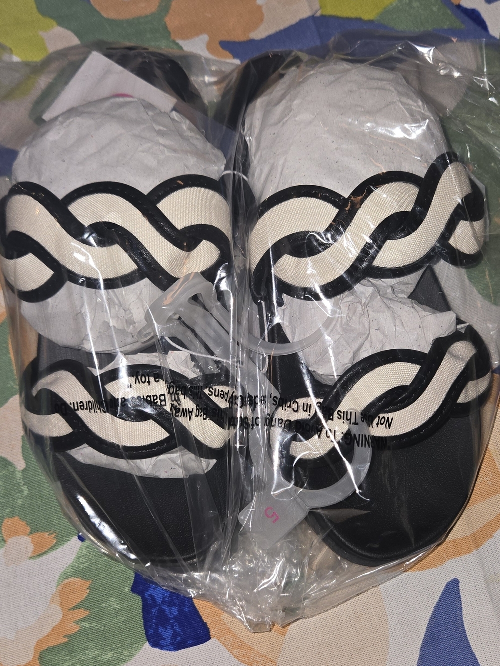 Universal Thread Black and Cream Braided-Strap Women's Sandals